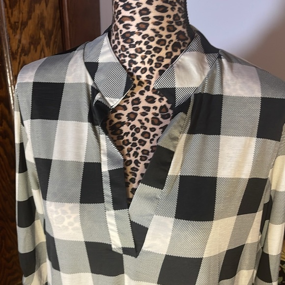 Heimish, Size 1XL, Black + Cream Buffalo Check Blouse - Picture 3 of 5